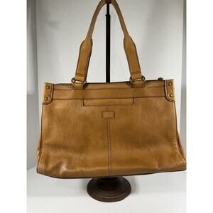 Fossil Brown Leather W/ Brass Tone Hardware, Satchel/Handbag w/ Dangle Charm